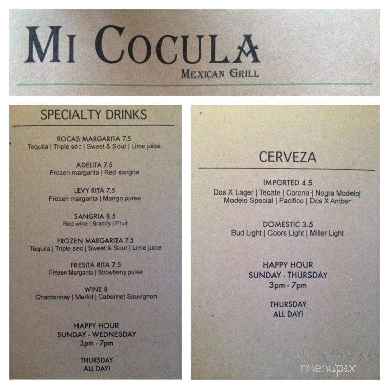 Mi Cocula Mexican Grill - Fort Worth, TX menu_pic