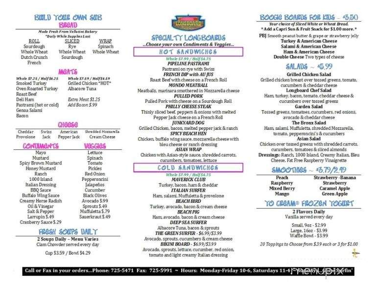 Longboard Subs - Fortuna, CA menu_pic