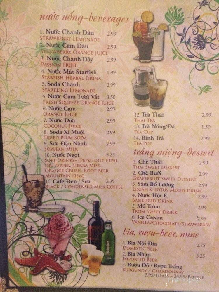 Starfish Restaurant - Fountain Valley, CA menu_pic