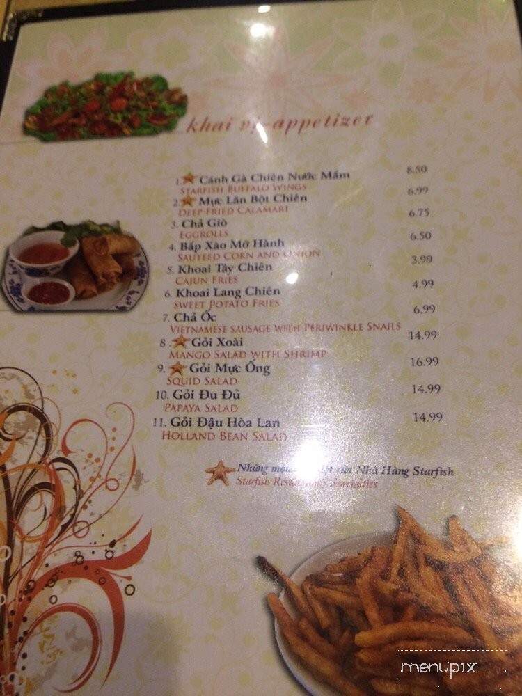 Starfish Restaurant - Fountain Valley, CA menu_pic