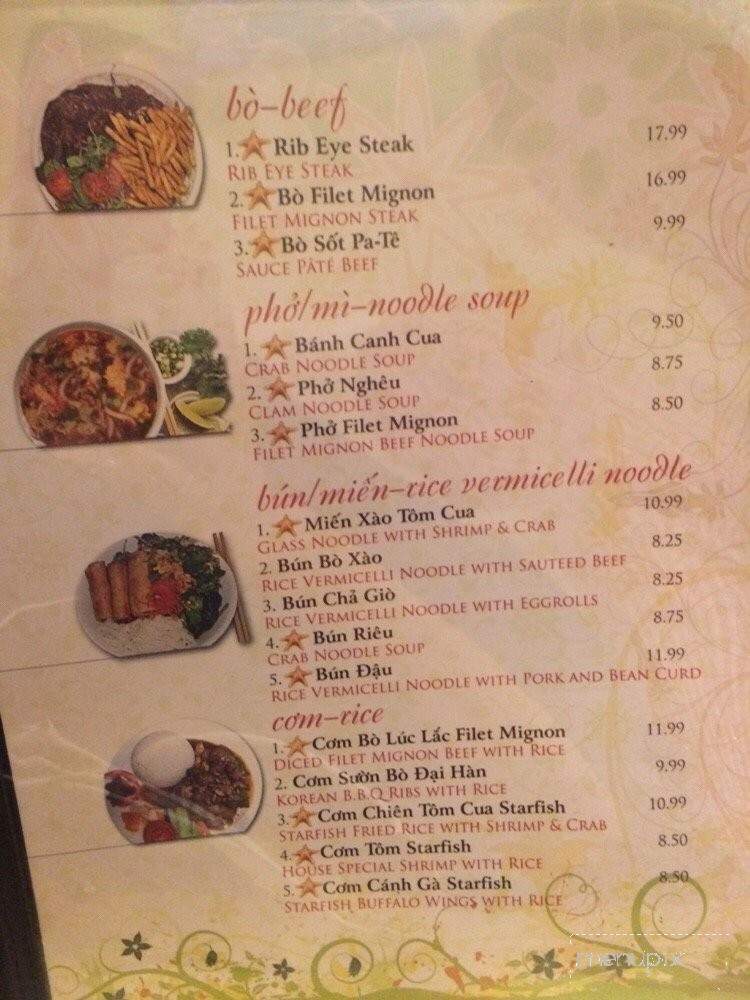 Starfish Restaurant - Fountain Valley, CA menu_pic