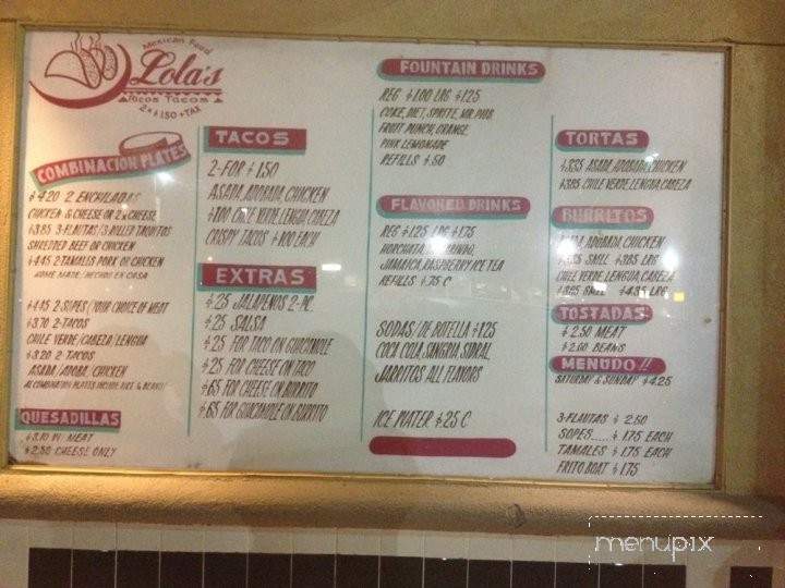 Lola's Ricos Tacos - Fresno, CA menu_pic