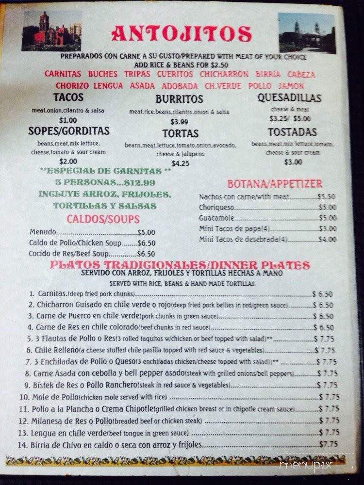 Zamora Taqueria - Fresno, CA menu_pic
