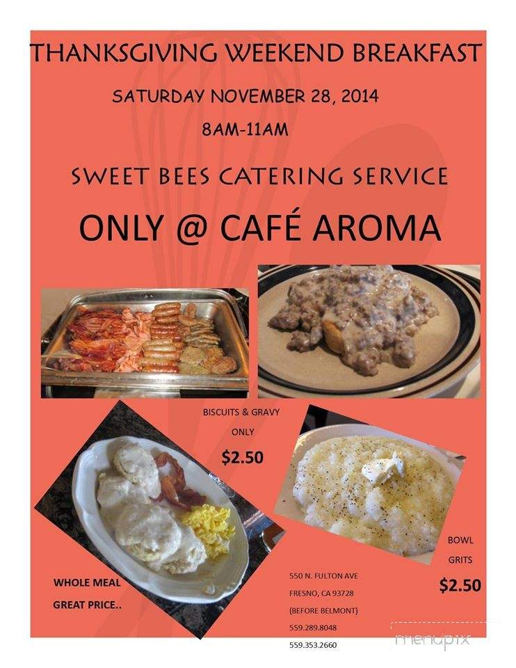Cafe Aroma Coffee House - Fresno, CA menu_pic