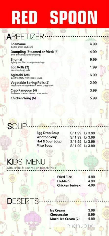 Red Spoon Asian Bistro - Frisco, TX menu_pic