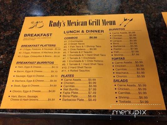 Rudy's Mexican Grill - Garden Grove, CA menu_pic