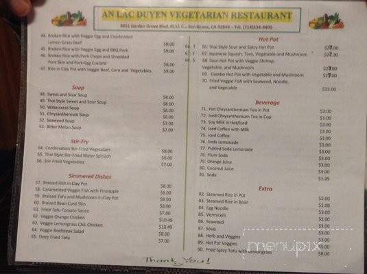 An Lac Duyen - Garden Grove, CA menu_pic