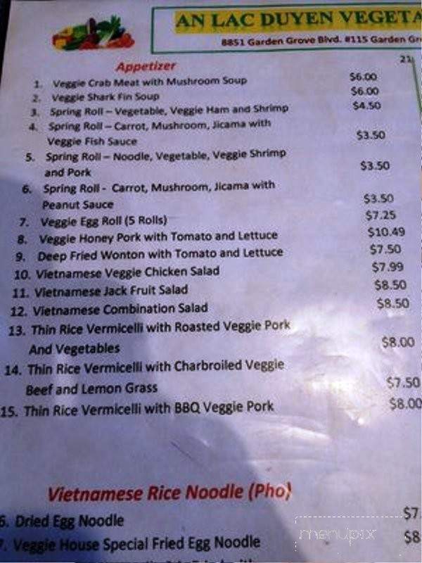 An Lac Duyen - Garden Grove, CA menu_pic