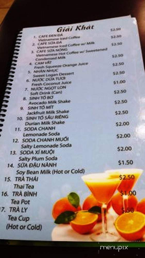 Ben Ngu Restaurant - Garden Grove, CA menu_pic