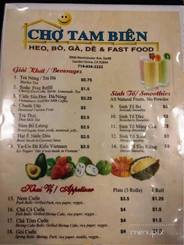 Cho Tam Bien - Garden Grove, CA menu_pic