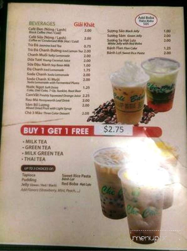Pho Banh Michigan Che Cali - Garden Grove, CA menu_pic