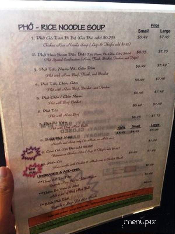 Pho Hoa Soan Ben Them Cu - Garden Grove, CA menu_pic
