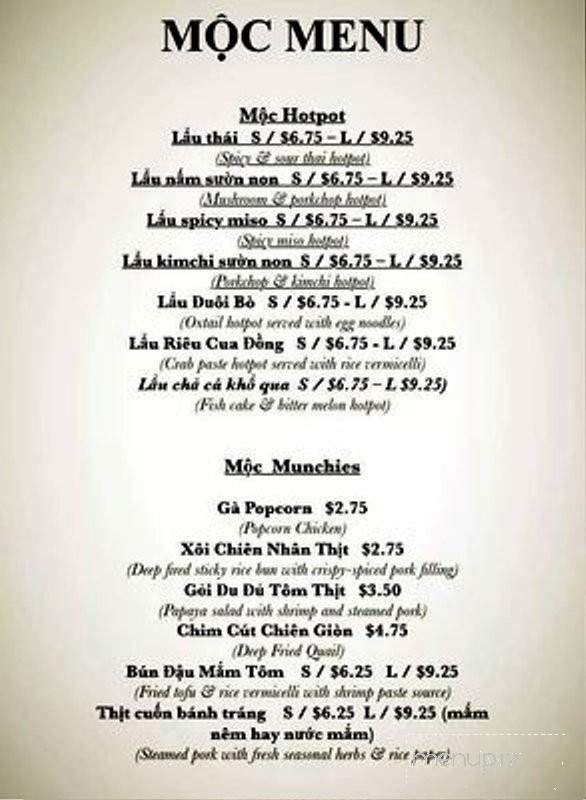Quan Moc - Garden Grove, CA menu_pic