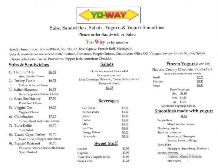 Yo Way Sandwich Shop - Gardena, CA menu_pic