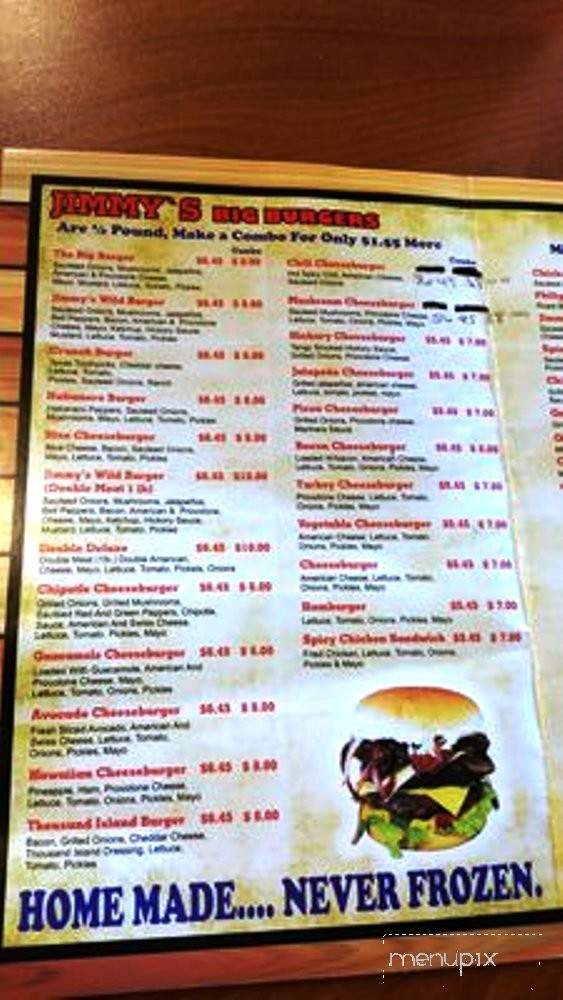 Jimmy's Big Burgers - Garland, TX menu_pic