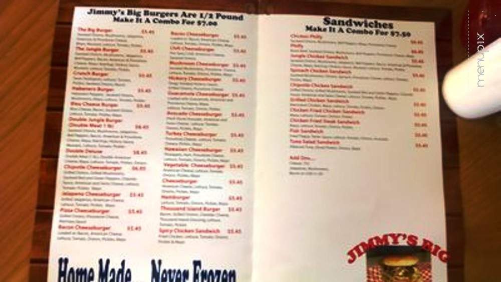 Jimmy's Big Burgers - Garland, TX menu_pic
