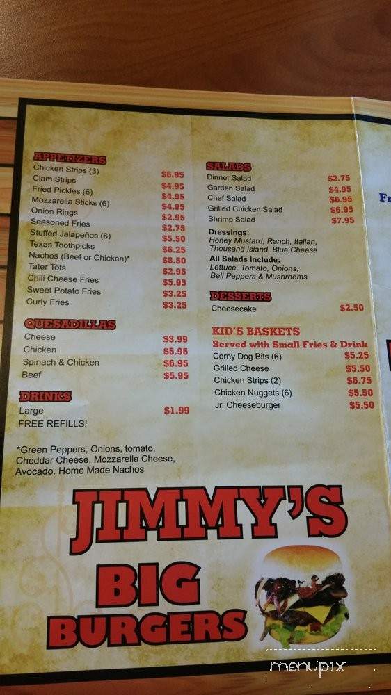 Jimmy's Big Burgers - Garland, TX menu_pic