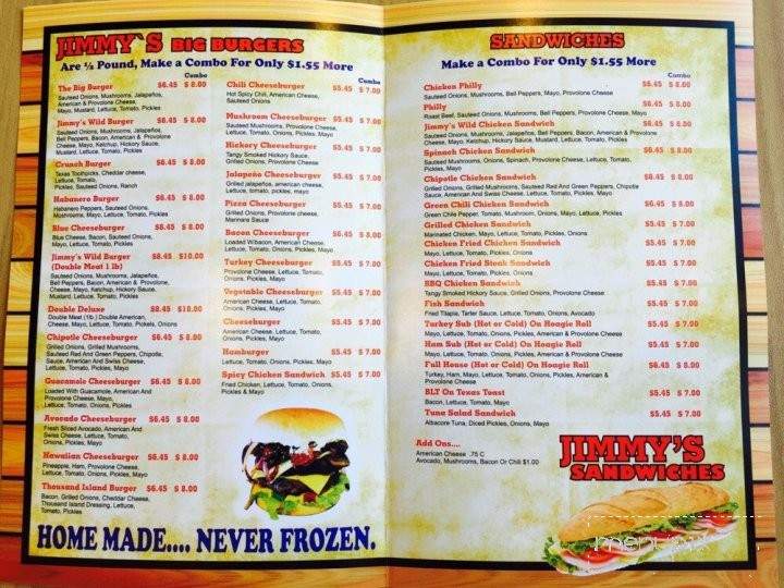 Jimmy's Big Burgers - Garland, TX menu_pic