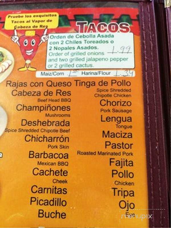 El Sabroso Taqueria - Garland, TX menu_pic