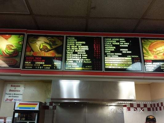 Super Taqueria Restaurant - Gilroy, CA menu_pic