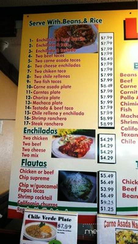 Lazaro's Mexican Food - Glendale, AZ menu_pic