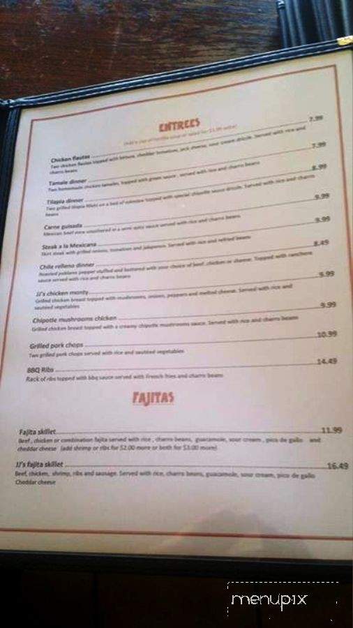 JJ's Mexican Food - Granbury, TX menu_pic