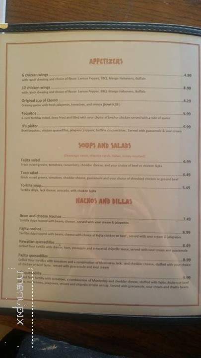 JJ's Mexican Food - Granbury, TX menu_pic