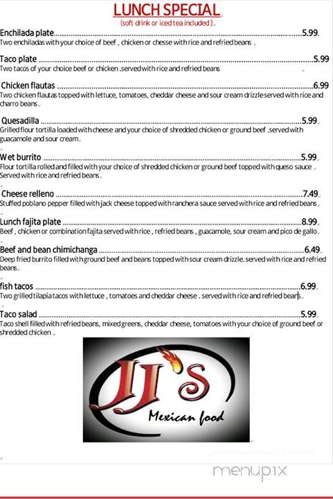 JJ's Mexican Food - Granbury, TX menu_pic