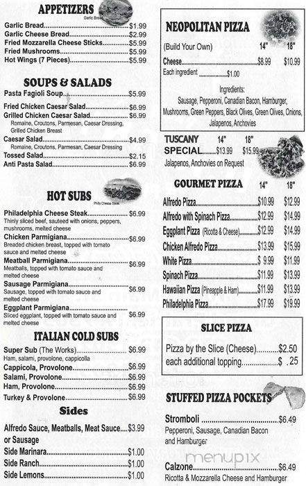 Tuscany's Pasta & Pizza - Grand Prairie, TX menu_pic