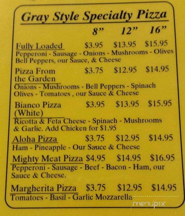 Chevy's Pizza - Gray, GA menu_pic