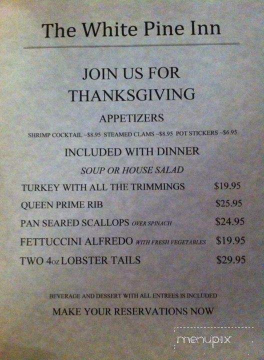White Pine Inn - Greeley, PA menu_pic