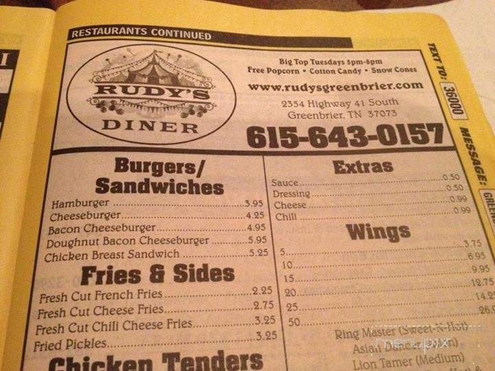 Rudy's - Greenbrier, TN menu_pic