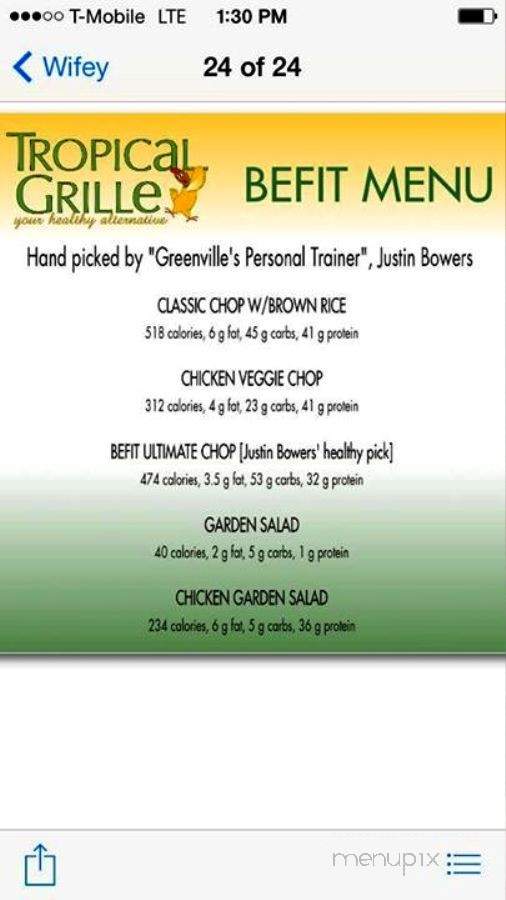 Tropical Grille - Greenville, SC menu_pic