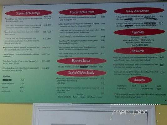 Tropical Grille - Greer, SC menu_pic