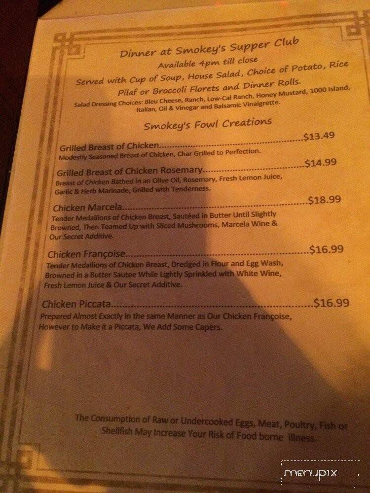 Smokey's Supper Club - Haines City, FL menu_pic