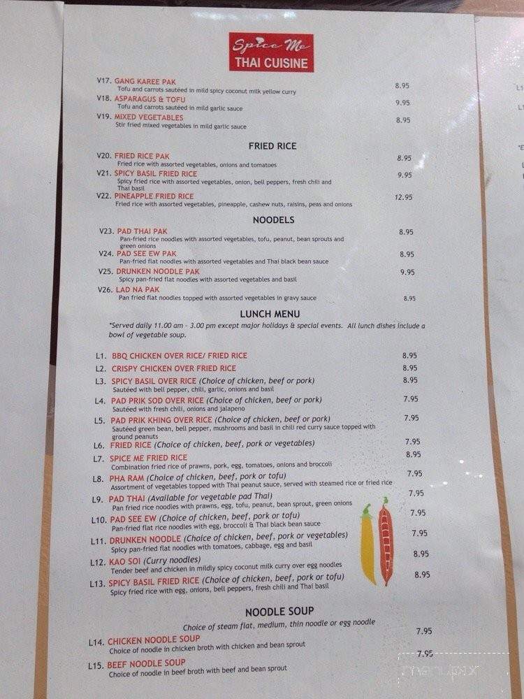 Spice Me Thai Cuisine - Half Moon Bay, CA menu_pic