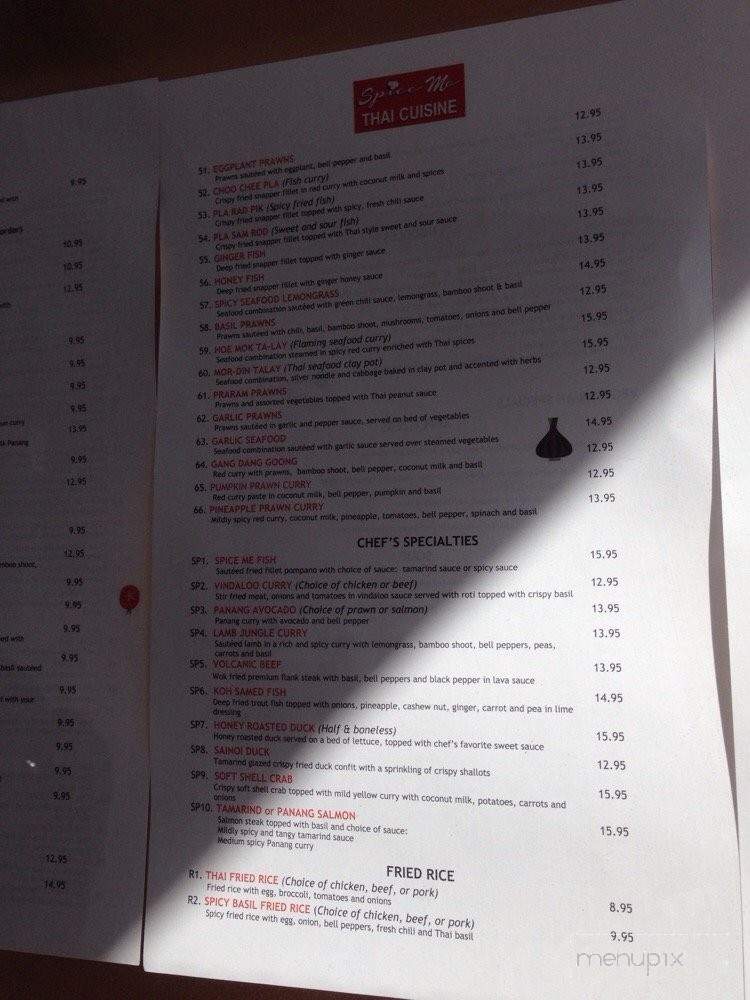 Spice Me Thai Cuisine - Half Moon Bay, CA menu_pic