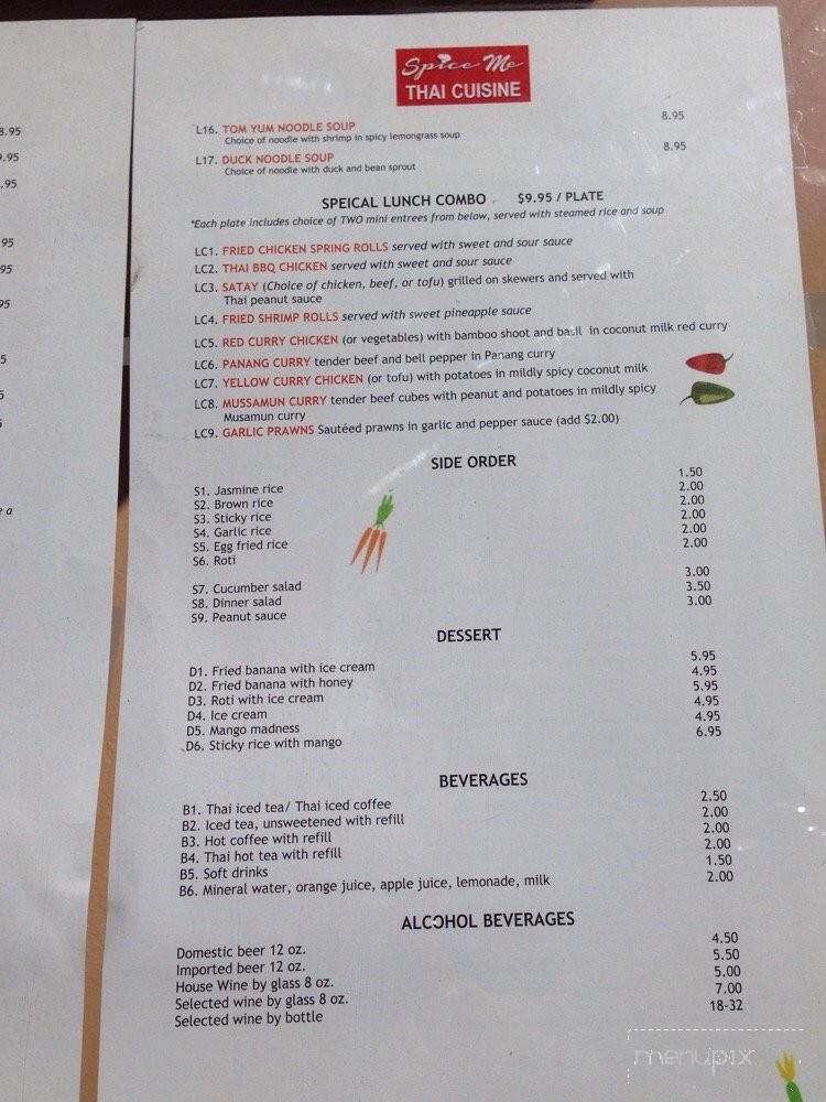 Spice Me Thai Cuisine - Half Moon Bay, CA menu_pic