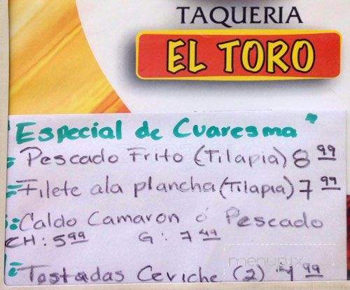 Taqueria El Toro - Haltom City, TX menu_pic