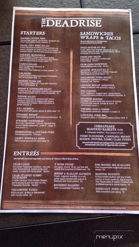 Deadrise - Hampton, VA menu_pic