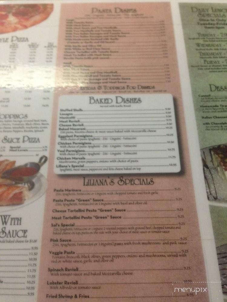 Liliana's Italian Restaurant - Hanover, VA menu_pic