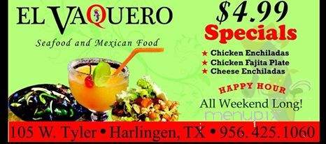 El Vaquero Restaurant - Harlingen, TX menu_pic