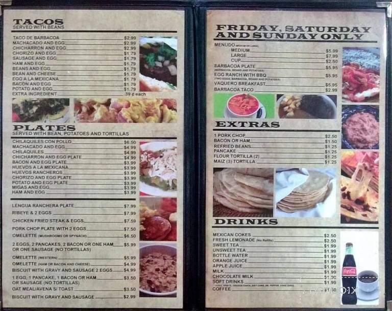 El Vaquero Restaurant - Harlingen, TX menu_pic