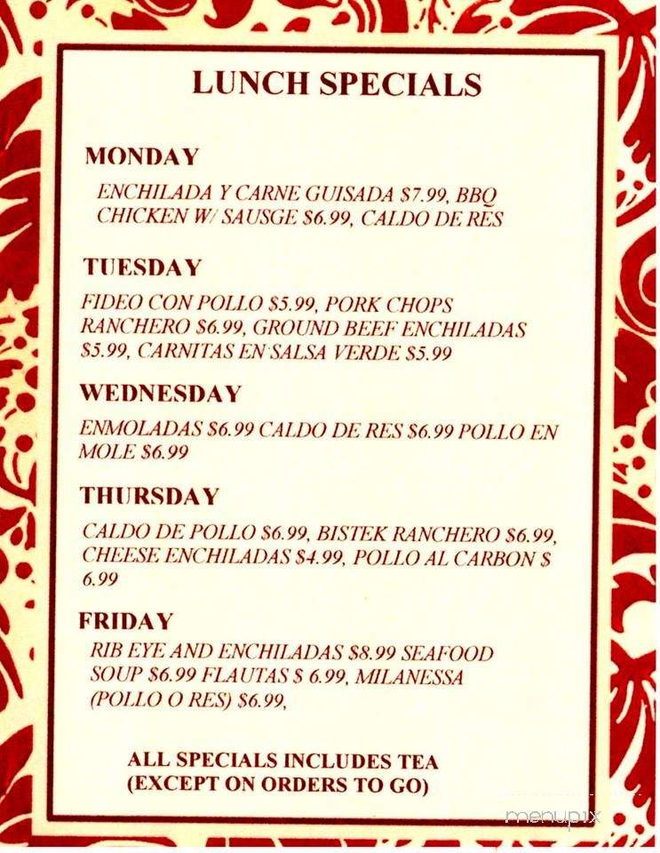 El Vaquero Restaurant - Harlingen, TX menu_pic