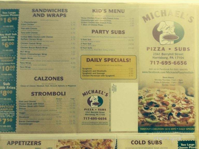 Michaels Pizza - Harrisburg, PA menu_pic