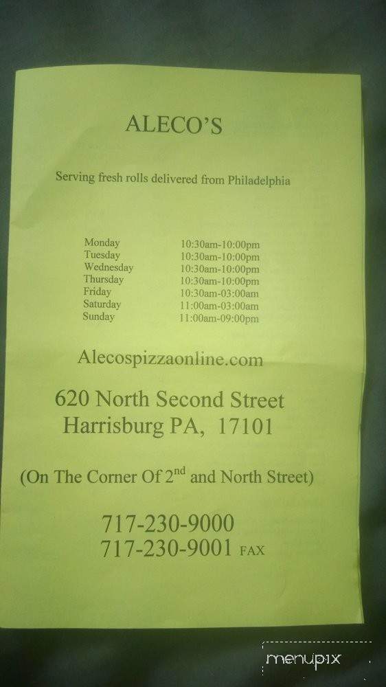 Aleco's Steak & Hoagie - Harrisburg, PA menu_pic