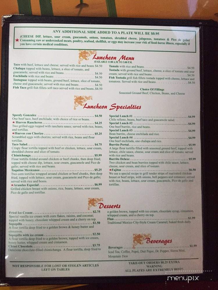 El Portal - Hartselle, AL menu_pic