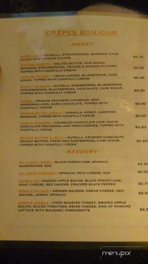 Cafe Bonjour - Haymarket, VA menu_pic