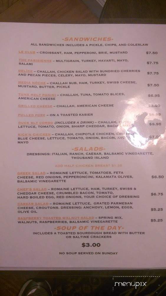 Cafe Bonjour - Haymarket, VA menu_pic