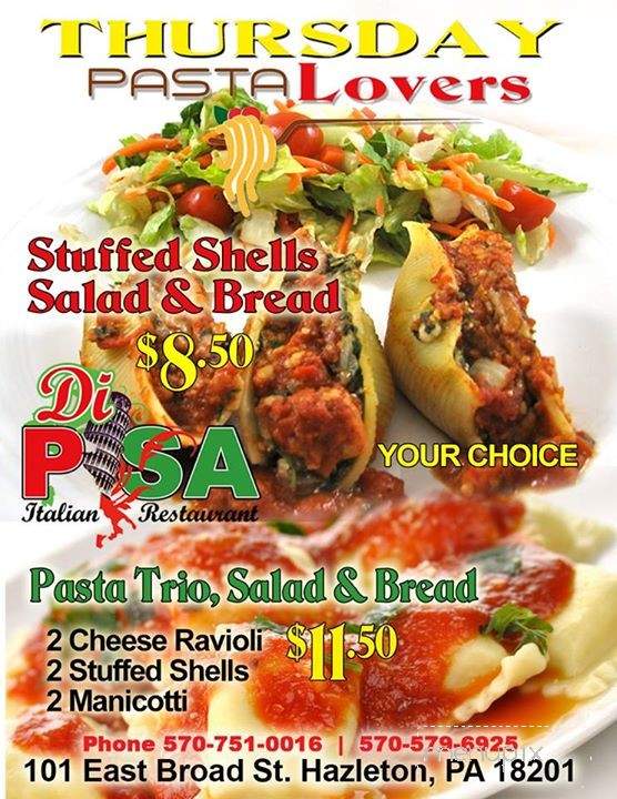 Di Pisa Italian Restaurant - Hazleton, PA menu_pic